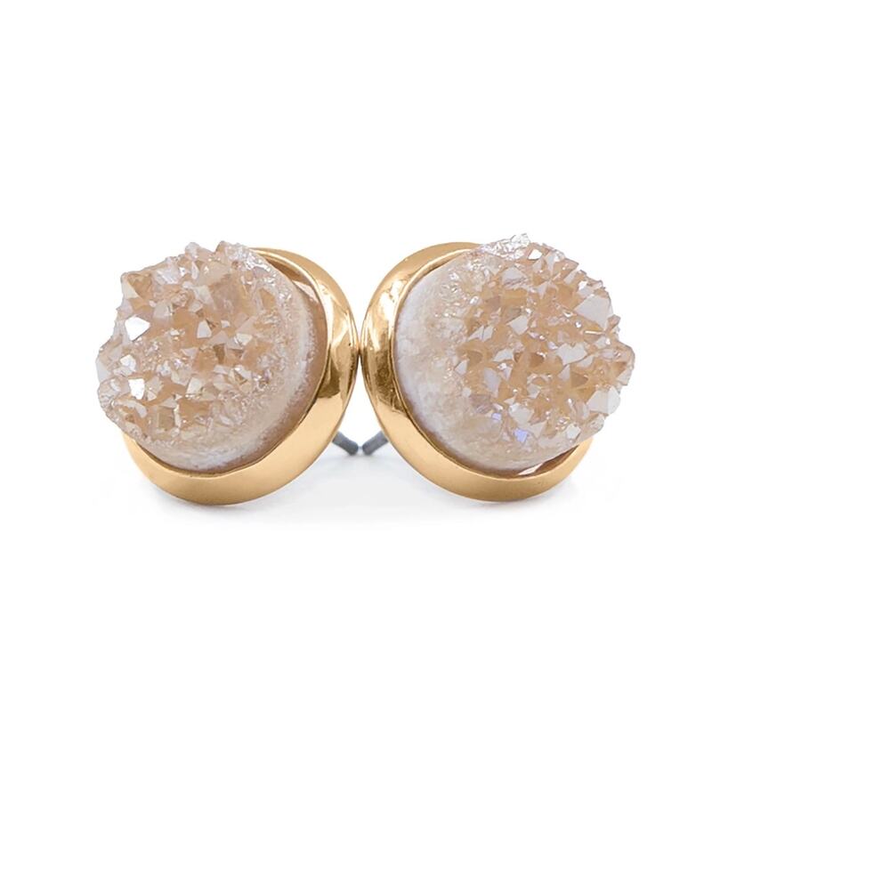 RETAIL $45 Kinsley Armelle Stone Collection Amber Quartz Stud Earrings*GOLD